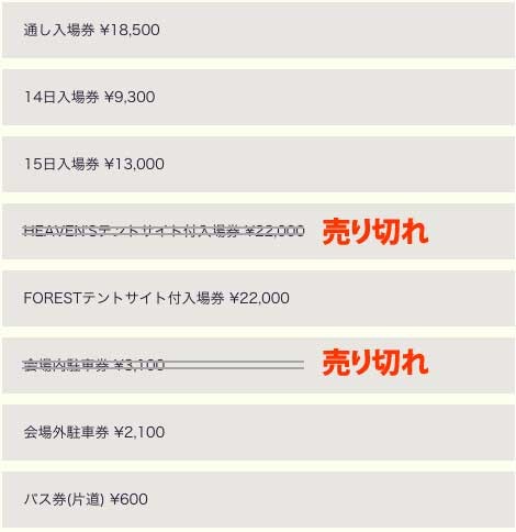 【HEAVEN'Sテントサイト付入場券】【会場内駐車券】SOLD OUT!!!_0